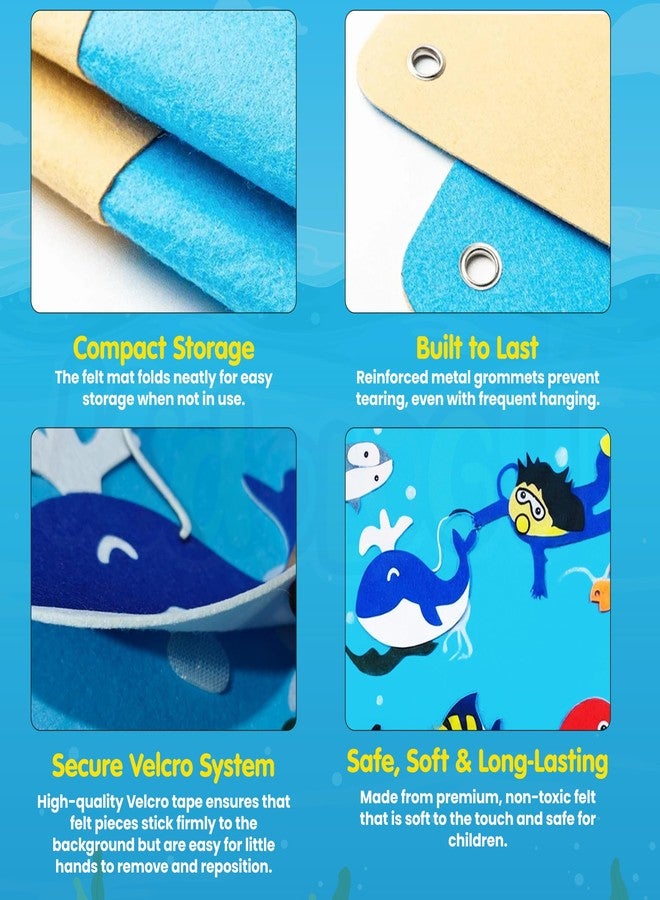 Kidology Montessori Ocean Felt Story Board Set with 34 Felt Figures | Educational & Interactive Sea World Play Mat | Perfect for Storytelling, Early Learning & Wall Hanging Play, Multicolor - Image 3